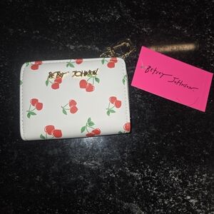 Betsey Johnson White Cherry Print Wallet